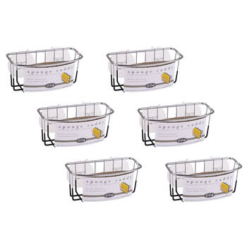 6PK D.line Chrome/Pvc Wall Mount  Sponge Caddy w/ Suction Cups - Black