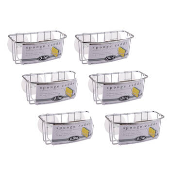 6PK D.line Chrome/Pvc Wall Mount Sponge Caddy w/ Suction Cups - White