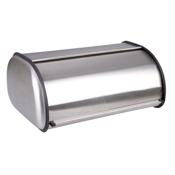 Polder Deluxe Steel Roll-Top Bread Bin 43x28cm - Brushed Nickel