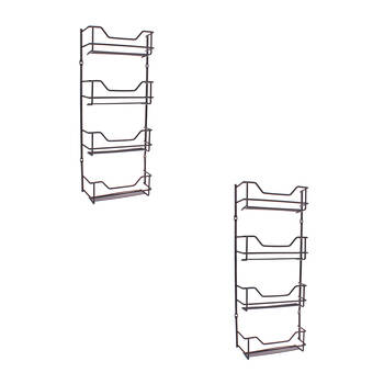 2PK Entrée 4-Tier Wall Mount Spice 16 Bottle Rack Organiser - Black