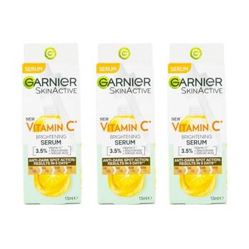 3PK Garnier SkinActive Vitamin C Brightening Serum Face Glow Care 15ml