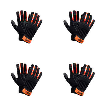 4PK AgBoss General Multi Purpose Work Glove Black and Orange Medium