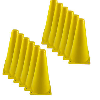 12PK Regent All School Sports Solid Field Marking Training Cone 22cm Yellow