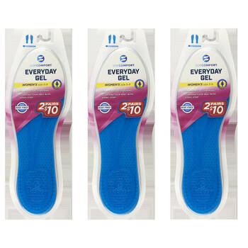3x 2pc Sof Comfort Everyday Gel Trim-to-Fit Insole Women's US5-10