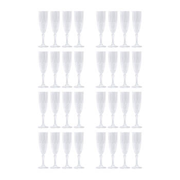 32pc Lemon & Lime Crystal Deco Plastic Reusable Champagne Flute 230ml