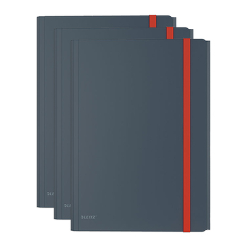 3PK Leitz Cosy 3-Flap Document A4 Folder w/ Pocket - Grey