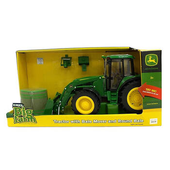 John Deere 1:16 7330 Tractor w/ Bale Mover and Round Bale
