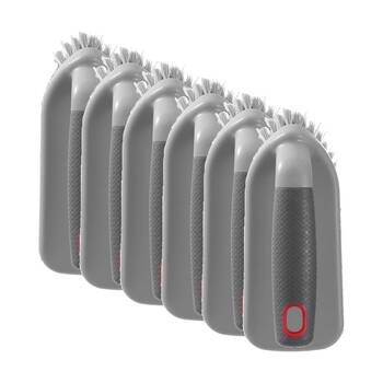 6PK Boxsweden Prime Handled Hard Bristle Scrubbing Brush Soft Grip Large