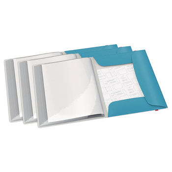 3PK Leitz Cosy A4 3 Flap Document Folder & Display Book - Blue