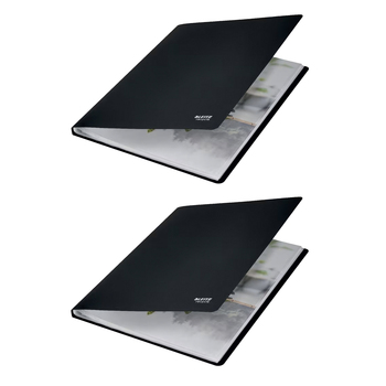 2PK Leitz PP Recycle A4 Non-Refillable 40-Pocket Display Book - Black