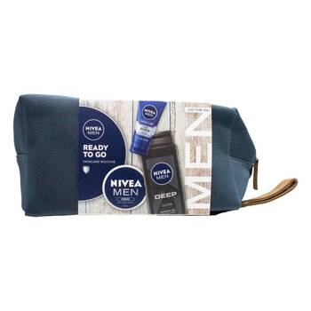 3PK Nivea Mens Ready to Go Skincare Gift Bag w/Shower Gel Face Scrub Creme