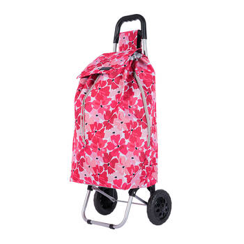 Sachi Sprint Large Everyday Grocery Wheeled Shopping Trolley 45L Red Poppies