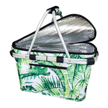 Sachi 47x28cm Insulated Carry Basket w/ Lid - Jungle Leaf