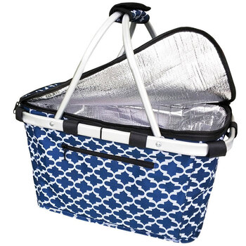 Sachi 47x28cm Insulated Carry Basket w/ Lid - Moroccan Navy