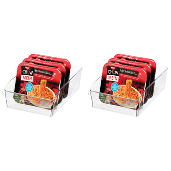 2PK Oggi 36x20cm Fridge Pantry Storage Bin w/ Finger Grip Handle - Clear