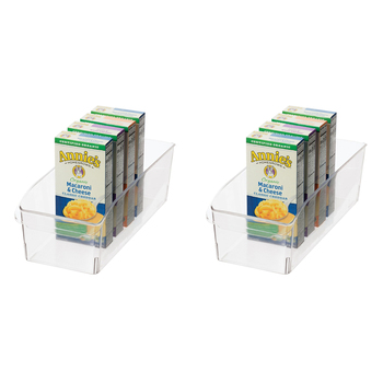 2PK Oggi 36x14cm Fridge Pantry Storage Bin w/ Finger Grip Handle - Clear