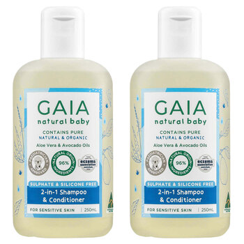 2PK Gaia Natural Baby 2-In-1 Shampoo and Conditioner 250ml