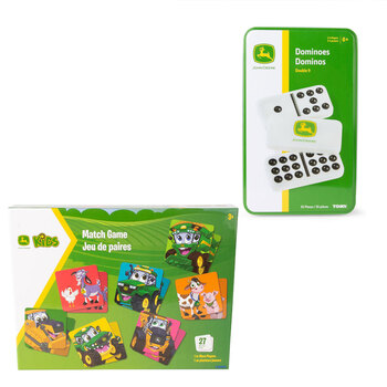 2x John Deere Kids Match Game w/ Dominoes Double 9 Set