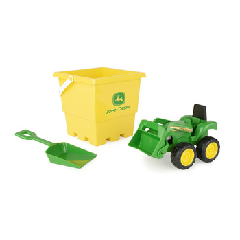 John Deere 15cm Sand Pit Bucket Set: Green Tractor w/Yellow Square Bucket & Green Shovel 18M+
