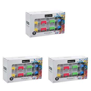 3x 12pc Boxsweden Mini Storage Stackable Organiser Box 120ml 28x18x10cm