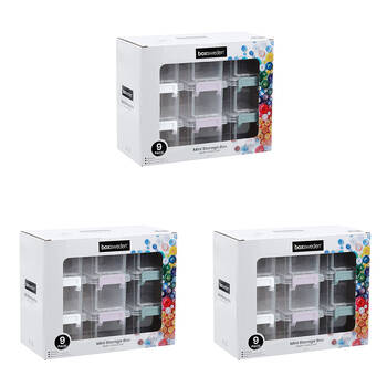 3x 9pc Boxsweden Mini Storage Stackable Organiser Box 330ml 27x22x13cm
