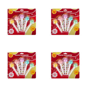 4PK Chupa Chups Colourful Candy Scented Highlighter Set Kids School Supply