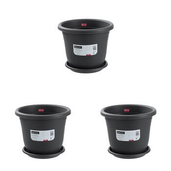 3PK Boxsweden Classic Plastic Planter Pot 39cm w/ Saucer 39x39x32.5cm Assorted