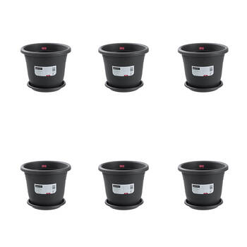 6PK Boxsweden Classic Plastic Planter Pot 39cm w/ Saucer 39x39x32.5cm Assorted