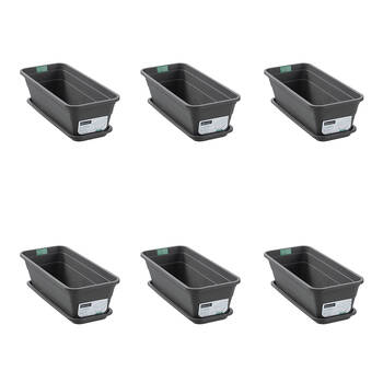 6PK Boxsweden Classic Plastic Planter Rect 44cm w/ Saucer 44x18.5x13.5cm Assorted