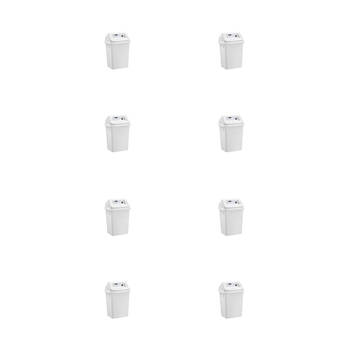 8PK Boxsweden Indoor Swing Waste Disposal Bin Portable 10L 24x20x37.5cm White