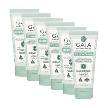 6PK GAIA Natural Baby Eczema Cream Soothe/Relieve Itchy/Irritated Kids Skin 100g