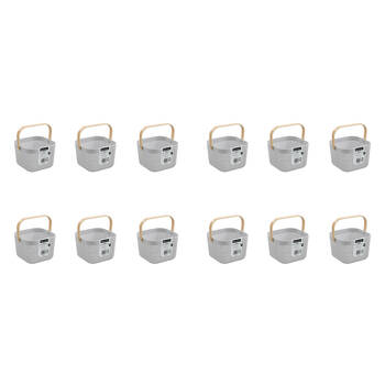 12PK Boxsweden Mesh Plastic Basket Wood Handle Small 20x20x15cm Assorted