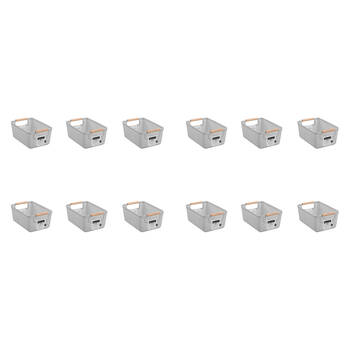 12PK Boxsweden Mesh Plastic Basket Wood Handle Small 26.5x18x12cm Assorted