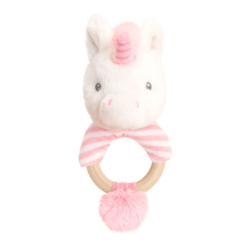 Keeleco 14cm Nursery Unicorn Ring Rattles Soft Toy 0m+