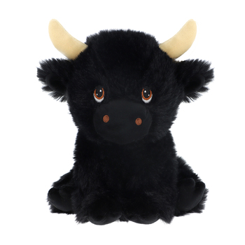 Keeleco Shaggy Cow Soft Stuffed Plush Kids Toy 18cm - Black 3+