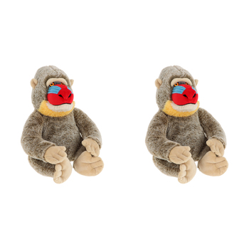 2PK Keeleco Mandrill Soft Stuffed Plush Kids Toy 25cm - Brown 3+