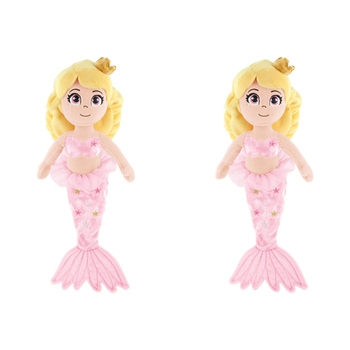 2PK Keeleco Mermaid Soft Stuffed Plush Kids Toy 25cm - Pink 3+