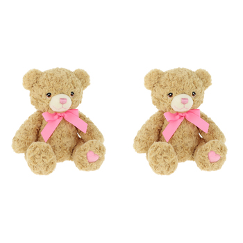 2PK Keeleco Bramble w/ Pink Ribbon Soft Stuffed Plush Kids Toy 25cm - Brown 3+