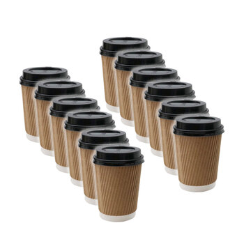12pk Lemon & Lime 280ml Ripple Wall Coffee Cups w/ Lids Assorted
