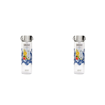 2PK Wiltshire Reusable Glass Drinking Water Bottle Denim 600ml