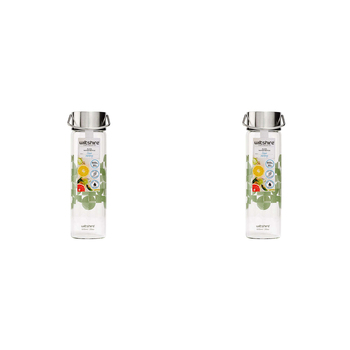 2PK Wiltshire Reusable Glass Drinking Water Bottle Sage 600ml