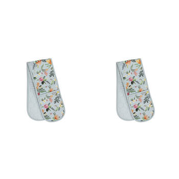 2PK Ladelle Esperance 100% Cotton Double Oven Mitt Heat-Resistant Glove Pot Holder