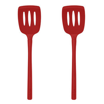 2PK Tovolo Flex-Core All Silicone Slotted Turner Cooking Utensil - Cayenne