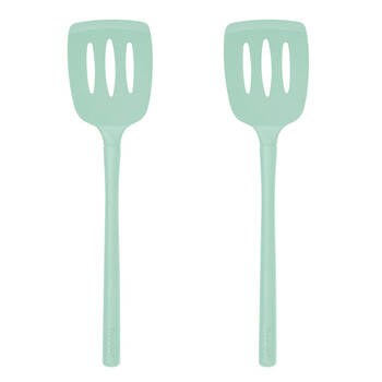 2PK Tovolo Flex-Core All Silicone Slotted Turner Cooking Utensil - Light Aqua
