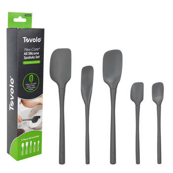 5pc Tovolo Flex-Core All Silicone Flexible Spatula Spoon Set Charcoal