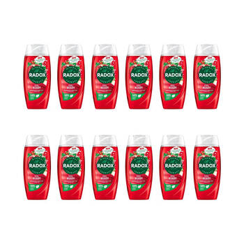 12PK Radox Shower Gel Feel Ready Pomegranate & Apple Scent 225ml Care