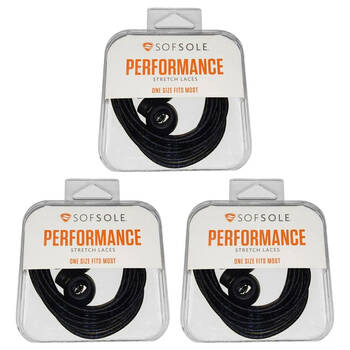 3PK SofSole Performance Stretch Shoe Laces w/ Lock 38in - Black