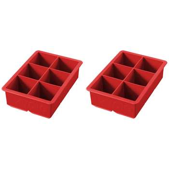 2PK Tovolo Silicone King Cube Ice Tray Cubes - Apple Red