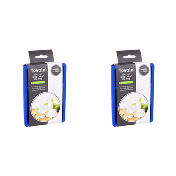 2PK Tovolo Silicone King Cube Ice Tray Mould Cubes - Blue