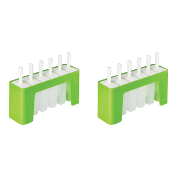 12pc Tovolo Groovy Pop Moulds Set w/ Stand 23x16.5cm - Spring Green